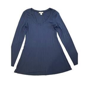 Boston Proper Navy Blue Basic Longsleeve Stretchy‎ T-Shirt Top Women Small